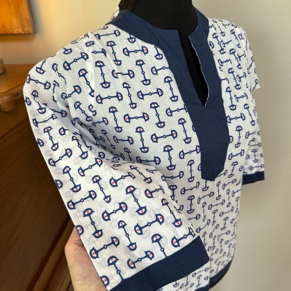 Malabar Bay Navy and White Lightweight Coverup Shirt - Picture 2 of 11